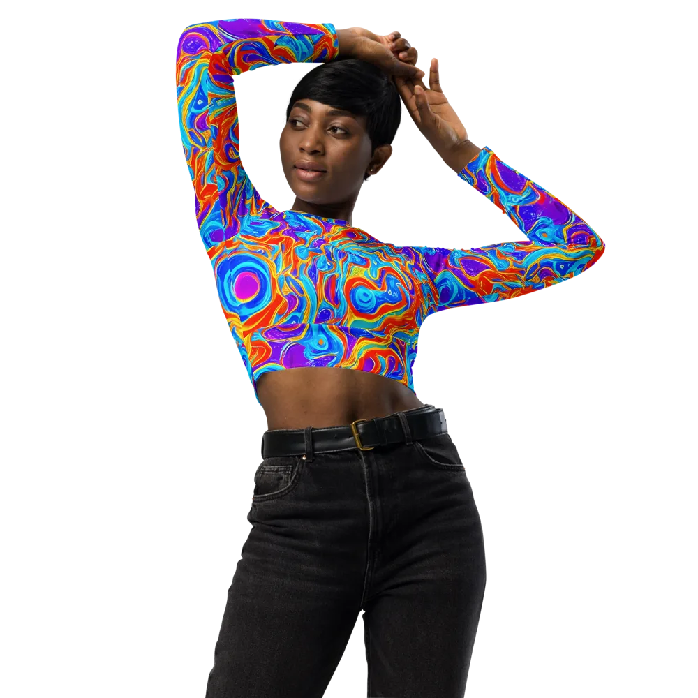 Saffron Labyrinth on Long Sleeve Crop Top — Front