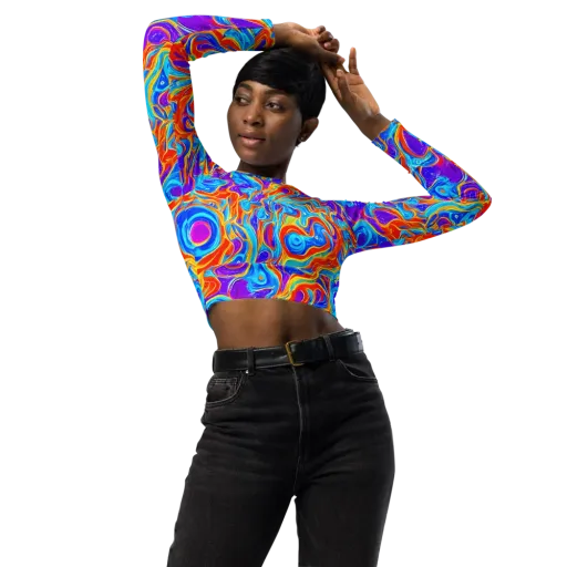 Saffron Labyrinth on a Long Sleeve Crop Top