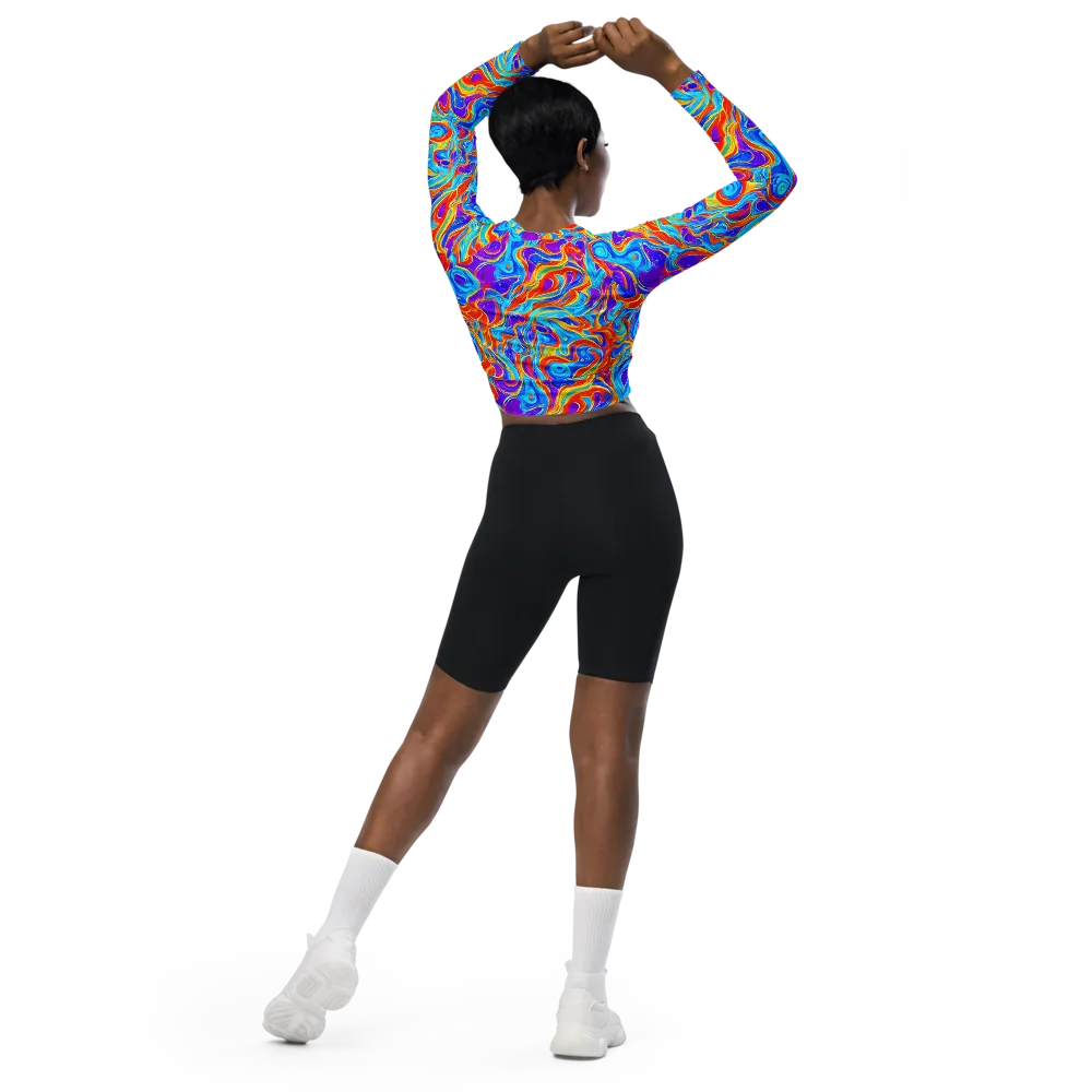 Saffron Labyrinth on Long Sleeve Crop Top — Back