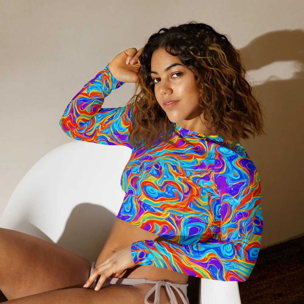 Saffron Labyrinth on Long Sleeve Crop Top — Left Front