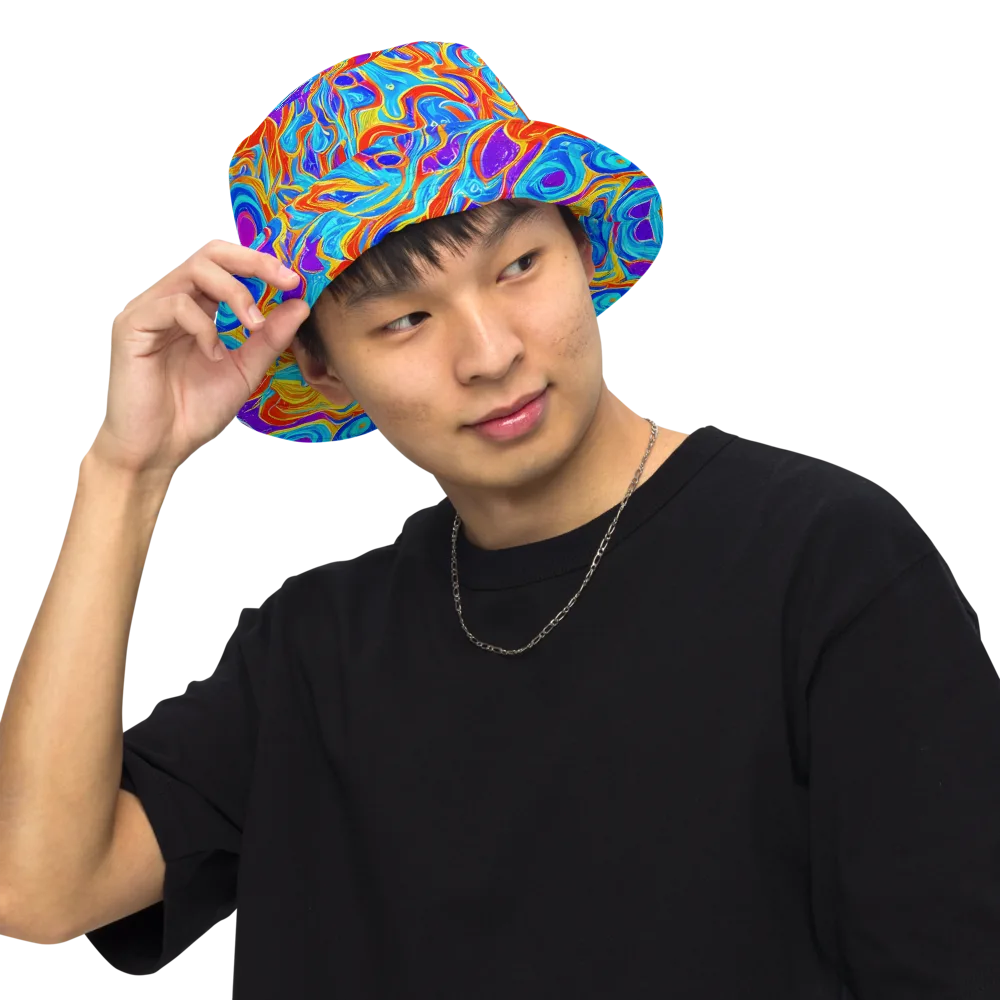 Saffron Labyrinth on Reversible Bucket Hat — Front Inside