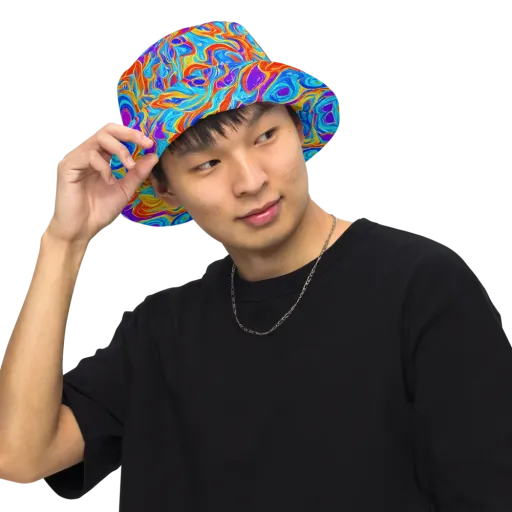 Saffron Labyrinth on a Reversible Bucket Hat