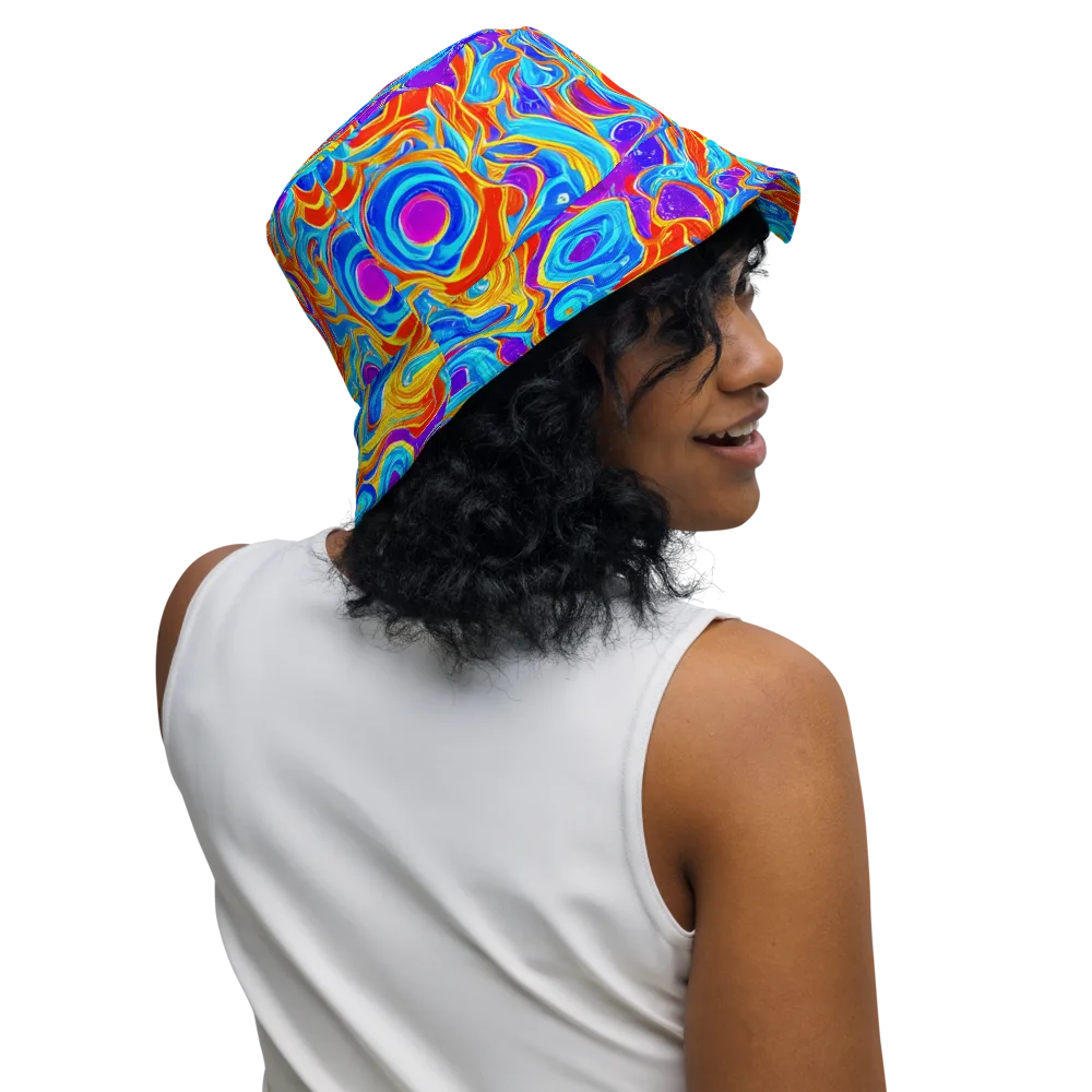 Saffron Labyrinth on Reversible Bucket Hat — Right Outside