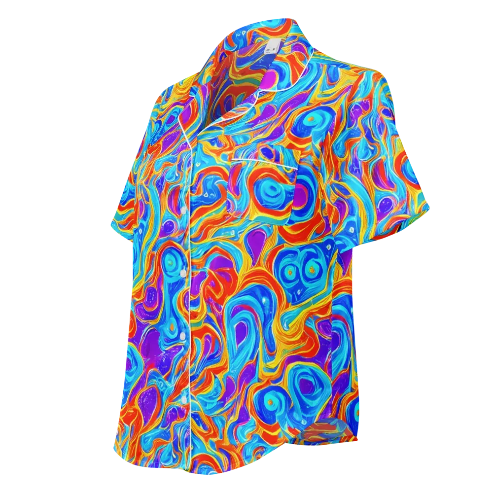 Saffron Labyrinth on Women's Short Sleeve Pajama Top — Left Front