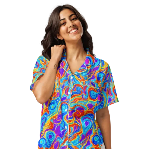 Saffron Labyrinth on a Women's Short Sleeve Pajama Top