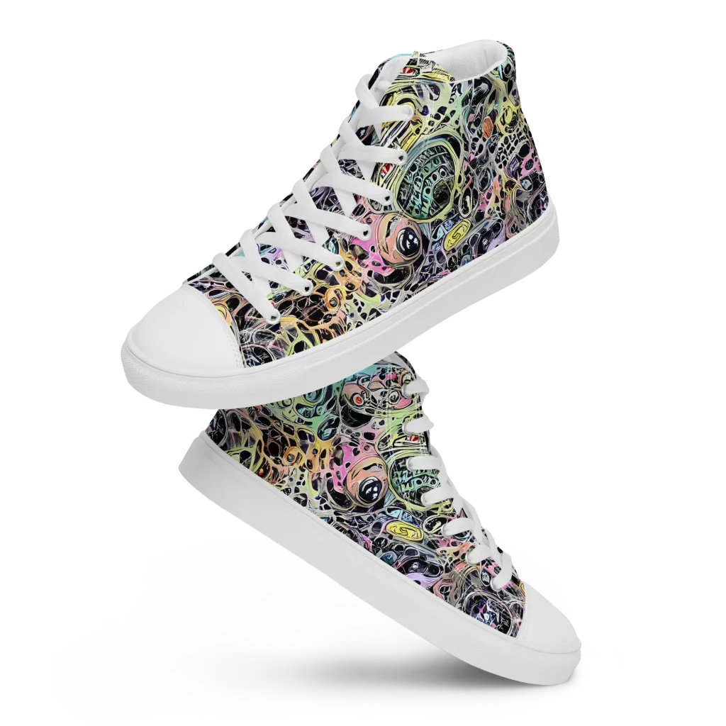 Prism Anarchy on Men's High Top Canvas Shoes — Front