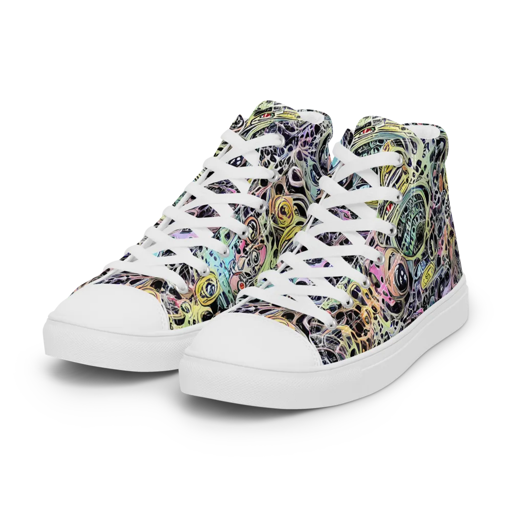 Prism Anarchy on Women's High Top Canvas Shoes — Left Front