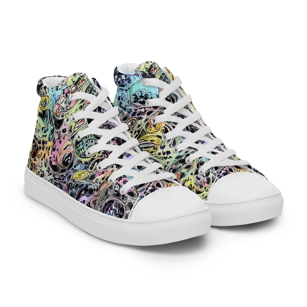 Prism Anarchy on Women's High Top Canvas Shoes — Right Front