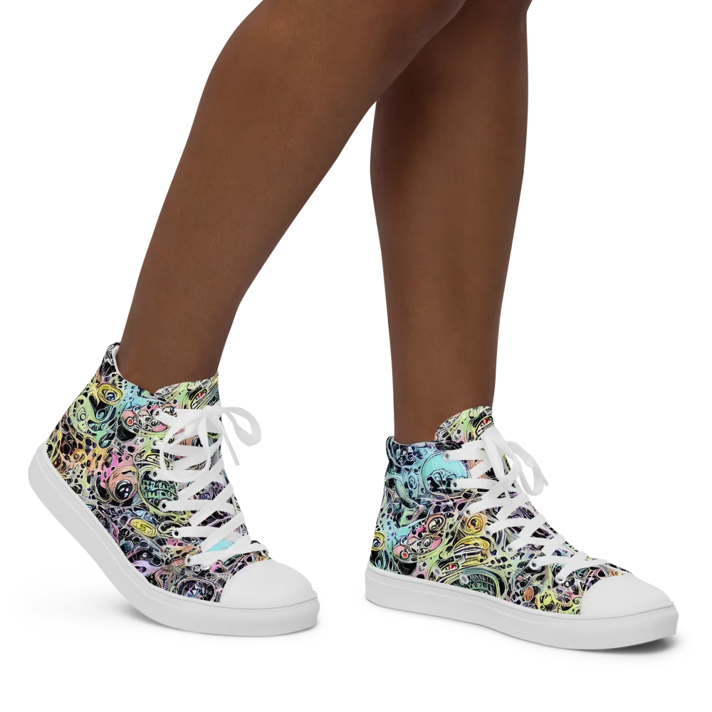 Prism Anarchy on Women's High Top Canvas Shoes — Right