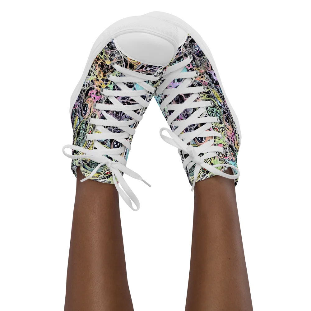Prism Anarchy on Women's High Top Canvas Shoes — Front