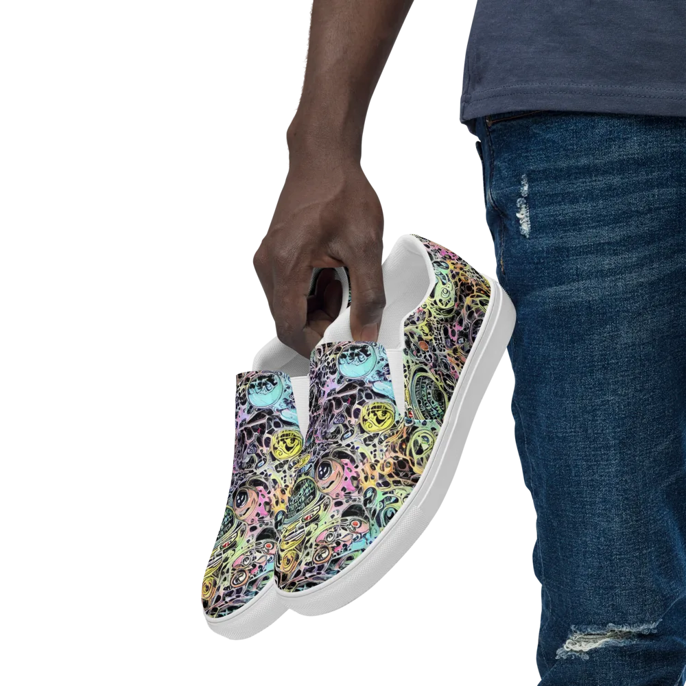 Prism Anarchy on Men's Slip-On Canvas Shoes — Left Front