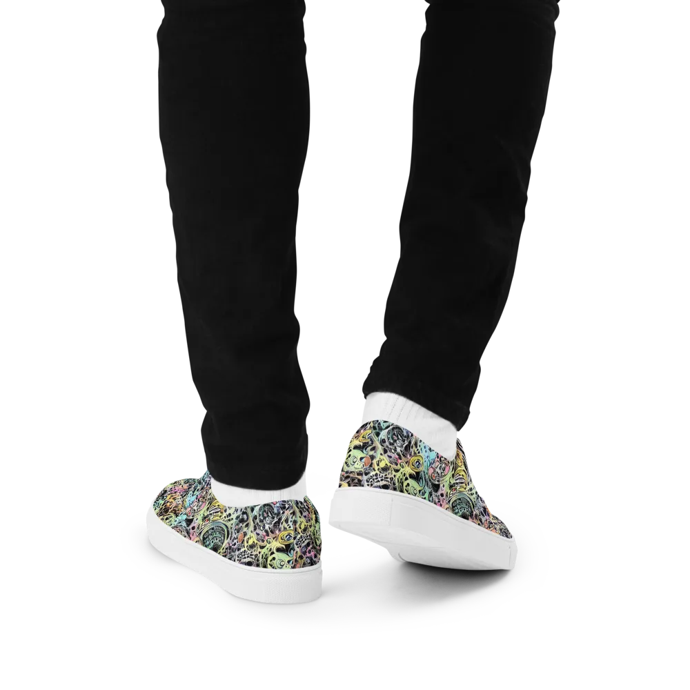 Prism Anarchy on Men's Lace-Up Canvas Shoes — Back