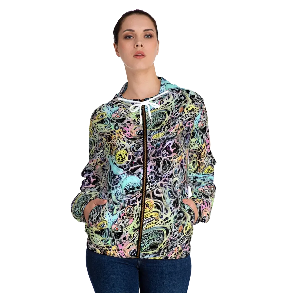 Prism Anarchy on Women's Full-Zip Hoodie — Front On Person