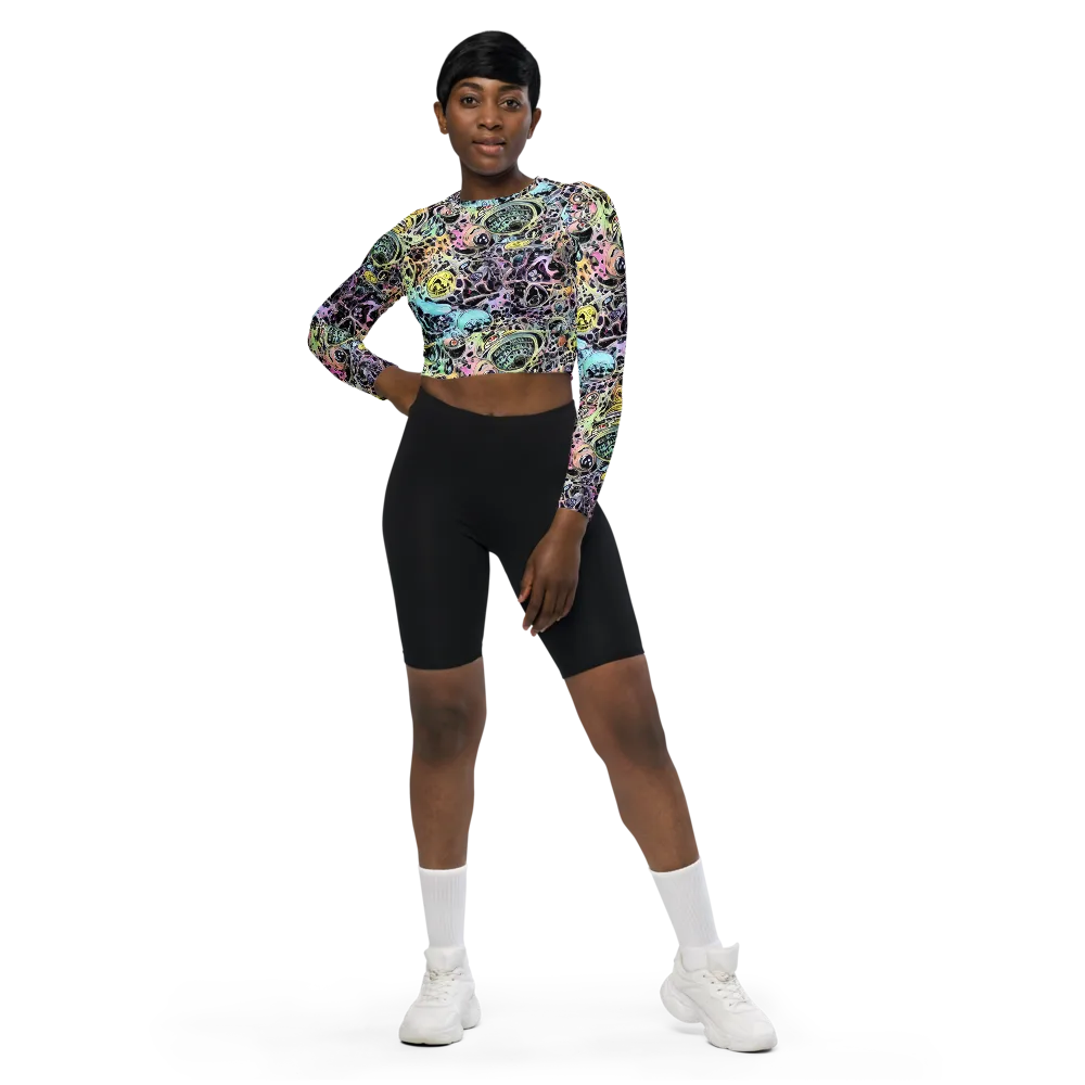 Prism Anarchy on Long Sleeve Crop Top — Front