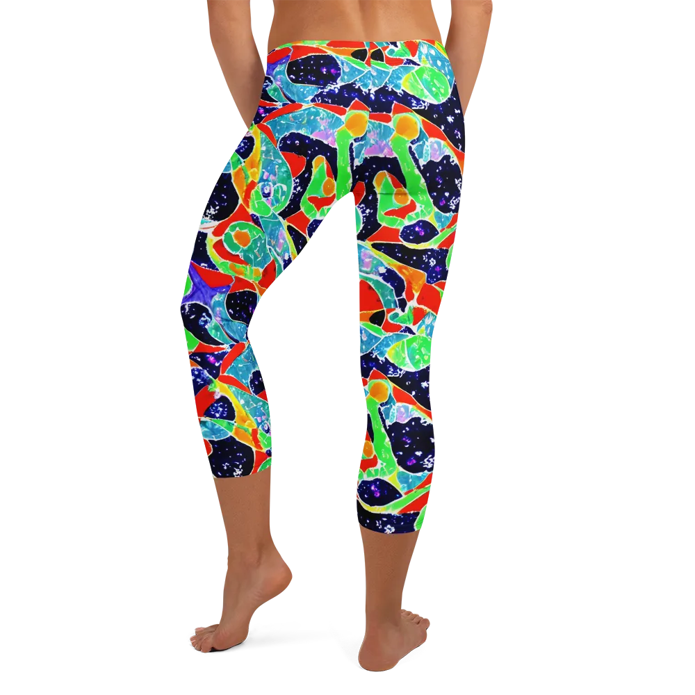 Midnight Splash on Capri Leggings — Back