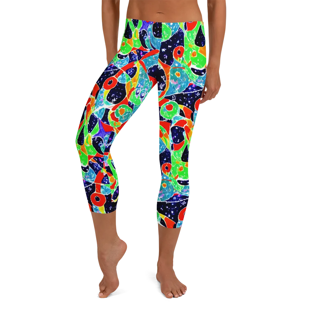 Midnight Splash on Capri Leggings — Front
