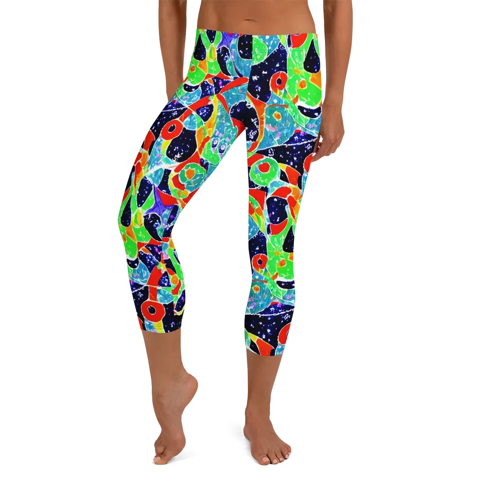 Midnight Splash on Capri Leggings — Front