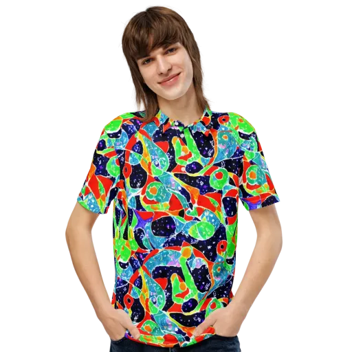 Midnight Splash on a Men's Slim Fit Polo Shirt