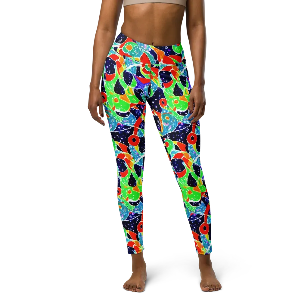 Midnight Splash on Yoga Leggings — Front