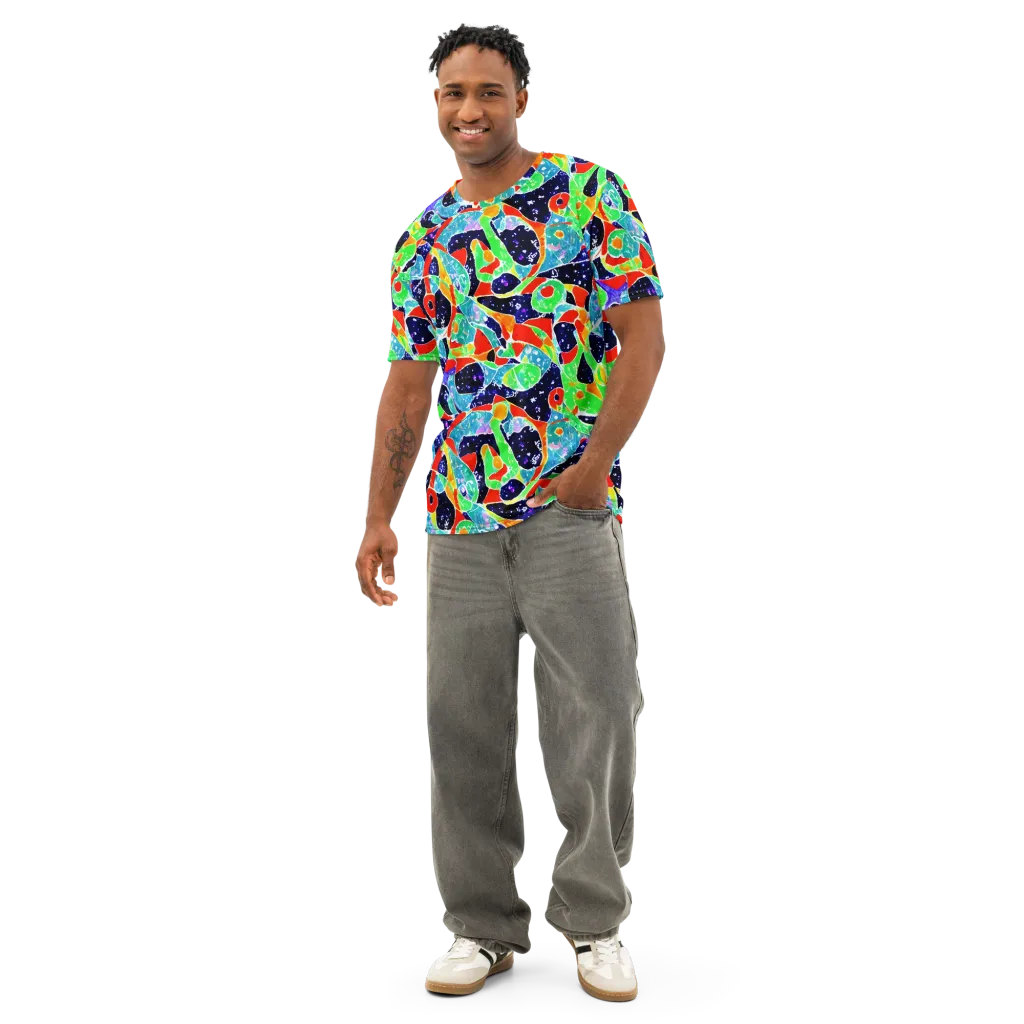 Midnight Splash on Men's Cotton Crew Neck T-Shirt — Front