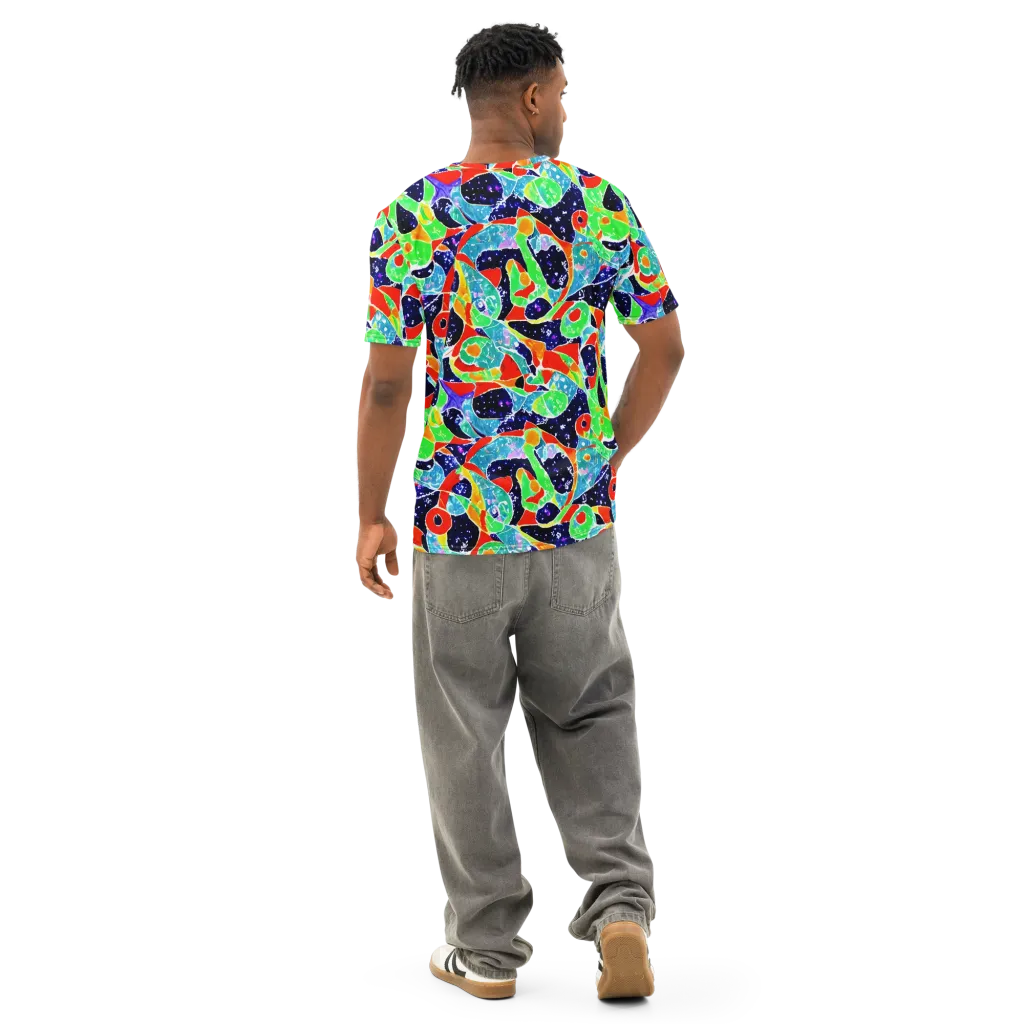 Midnight Splash on Men's Cotton Crew Neck T-Shirt — Back