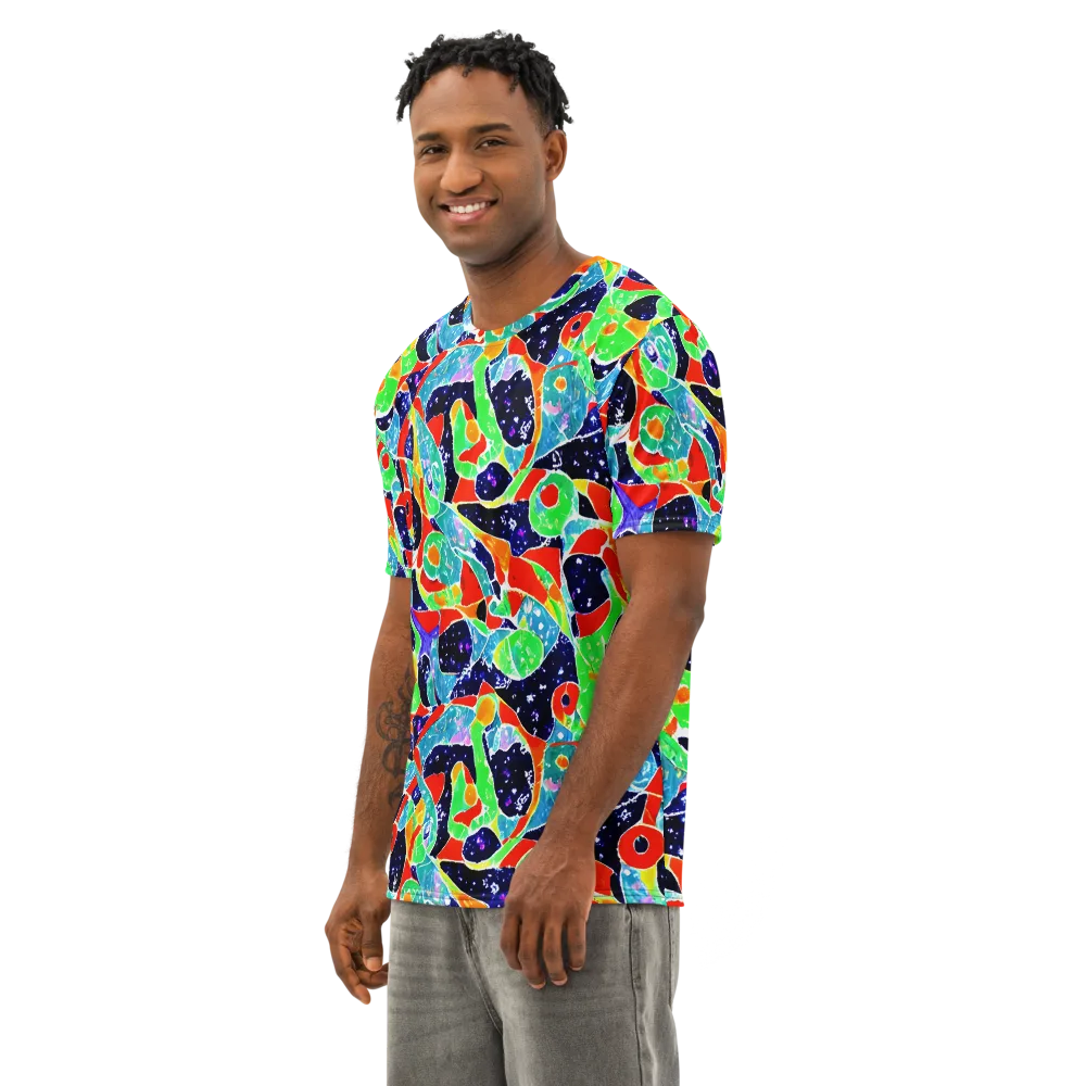 Midnight Splash on Men's Cotton Crew Neck T-Shirt — Left Front