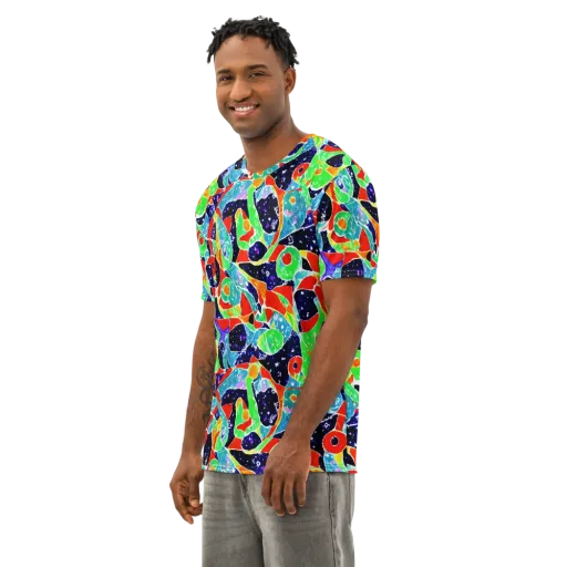 Midnight Splash on a Men's Cotton Crew Neck T-Shirt
