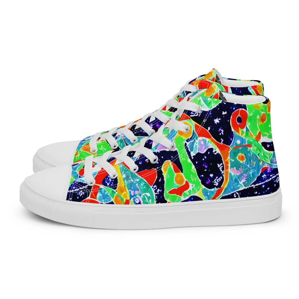 Midnight Splash on Men's High Top Canvas Shoes — Left