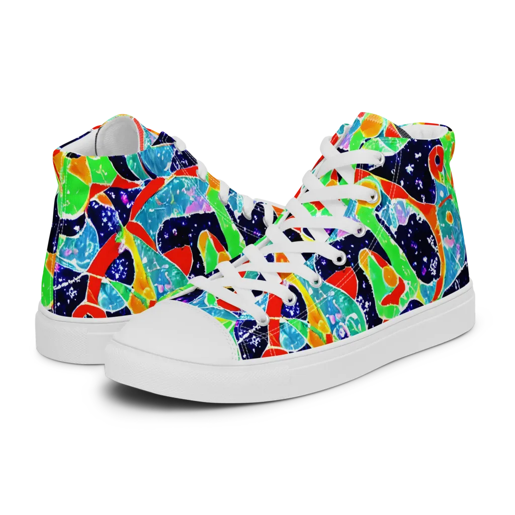 Midnight Splash on Men's High Top Canvas Shoes — Left