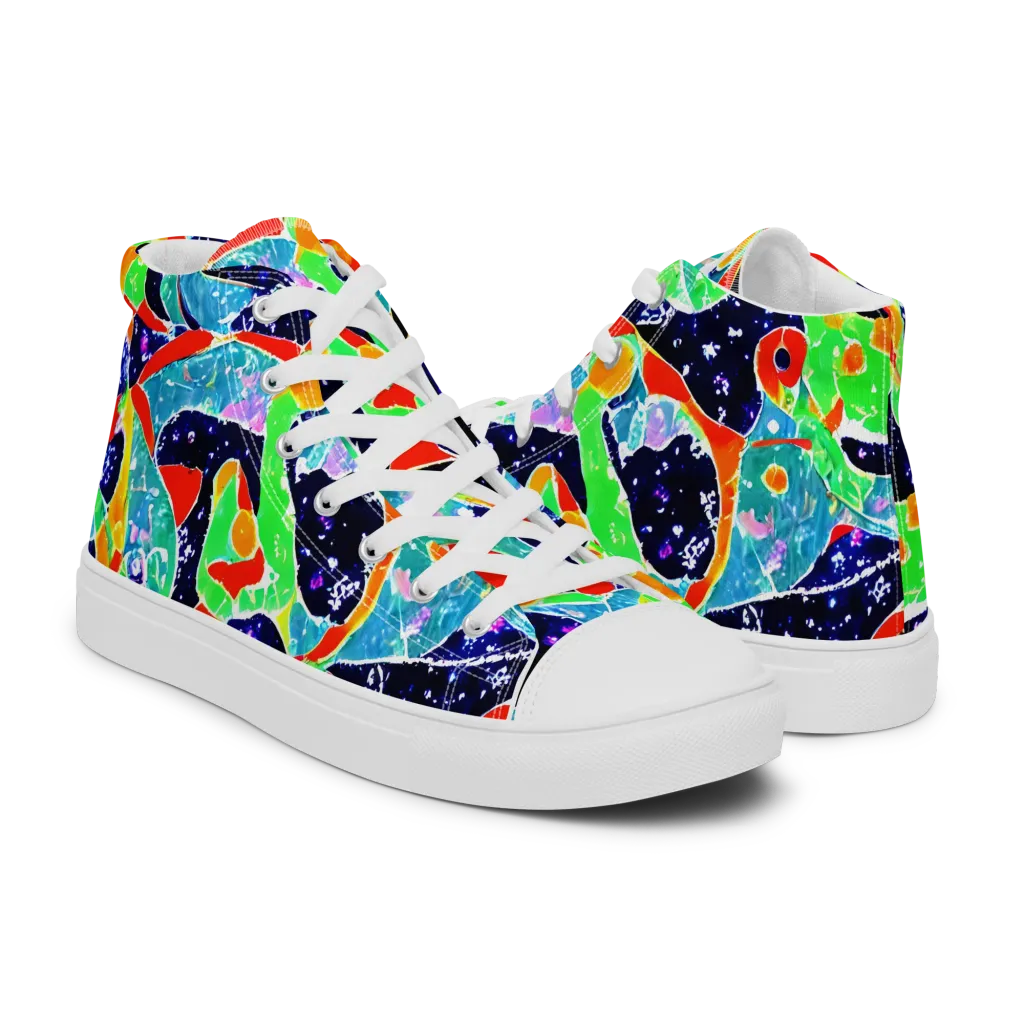 Midnight Splash on Men's High Top Canvas Shoes — Right
