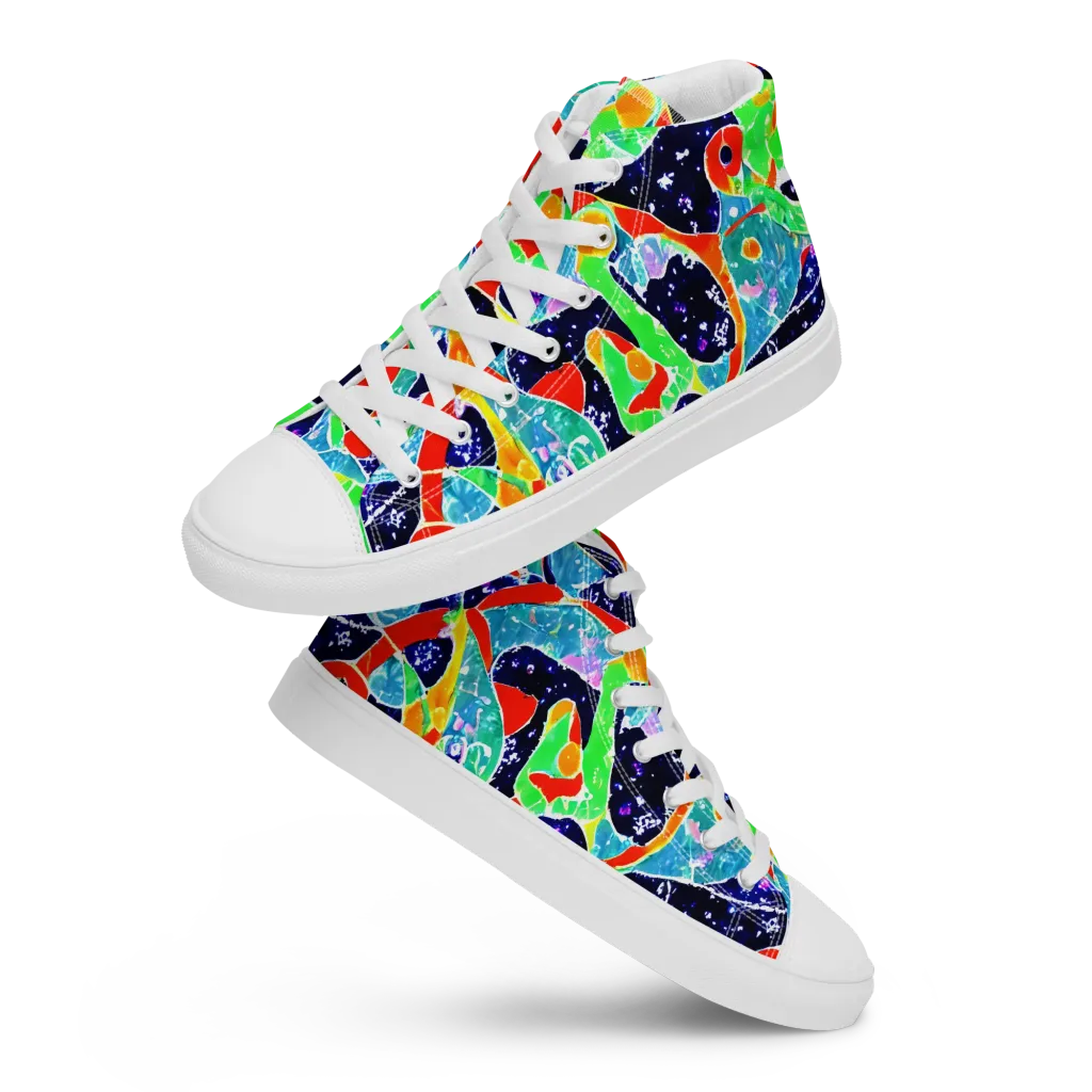 Midnight Splash on Men's High Top Canvas Shoes — Front