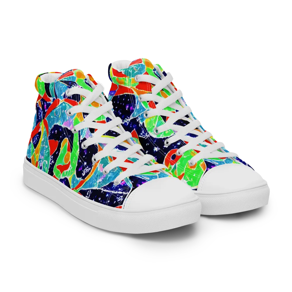 Midnight Splash on Women's High Top Canvas Shoes — Right Front
