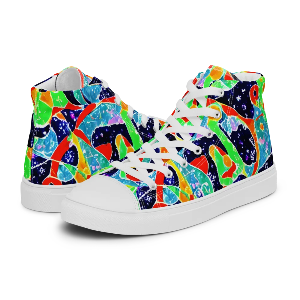 Midnight Splash on Women's High Top Canvas Shoes — Left