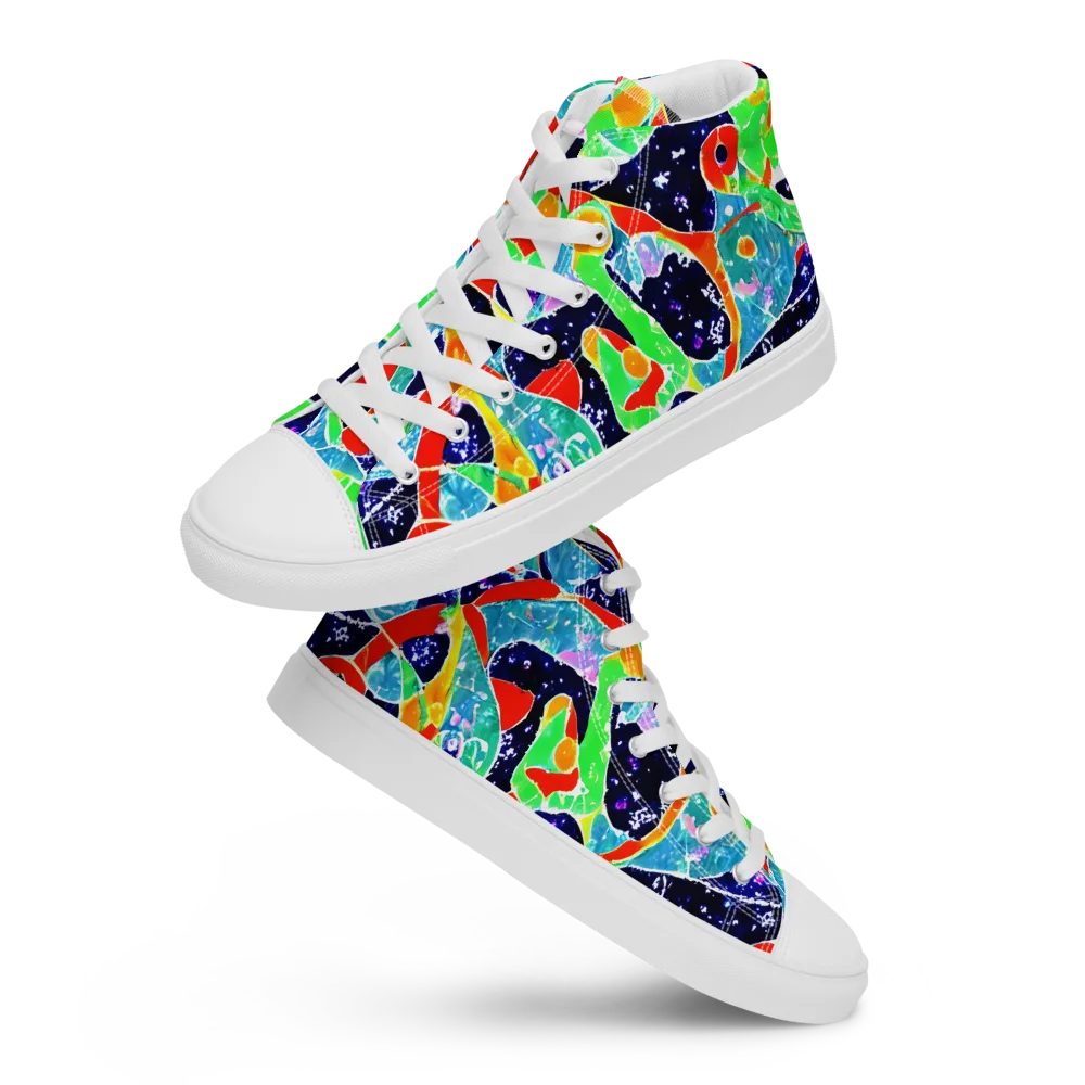 Midnight Splash on Women's High Top Canvas Shoes — Front