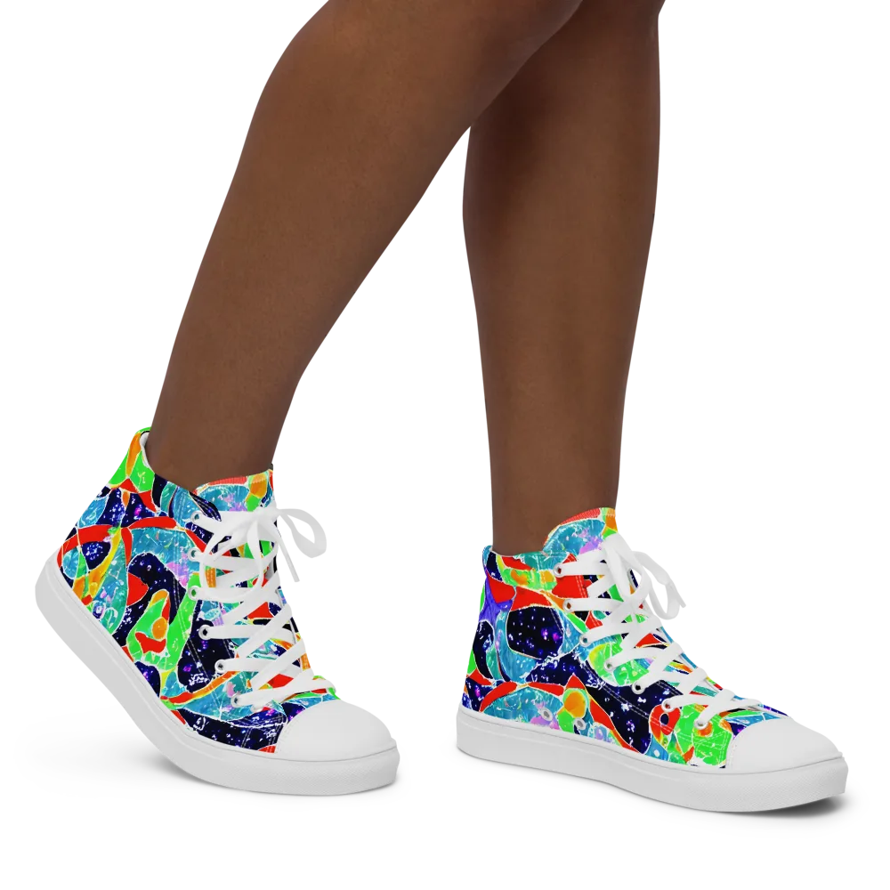 Midnight Splash on Women's High Top Canvas Shoes — Right