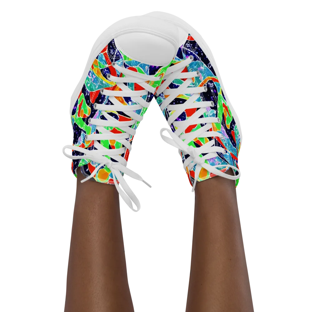 Midnight Splash on Women's High Top Canvas Shoes — Front