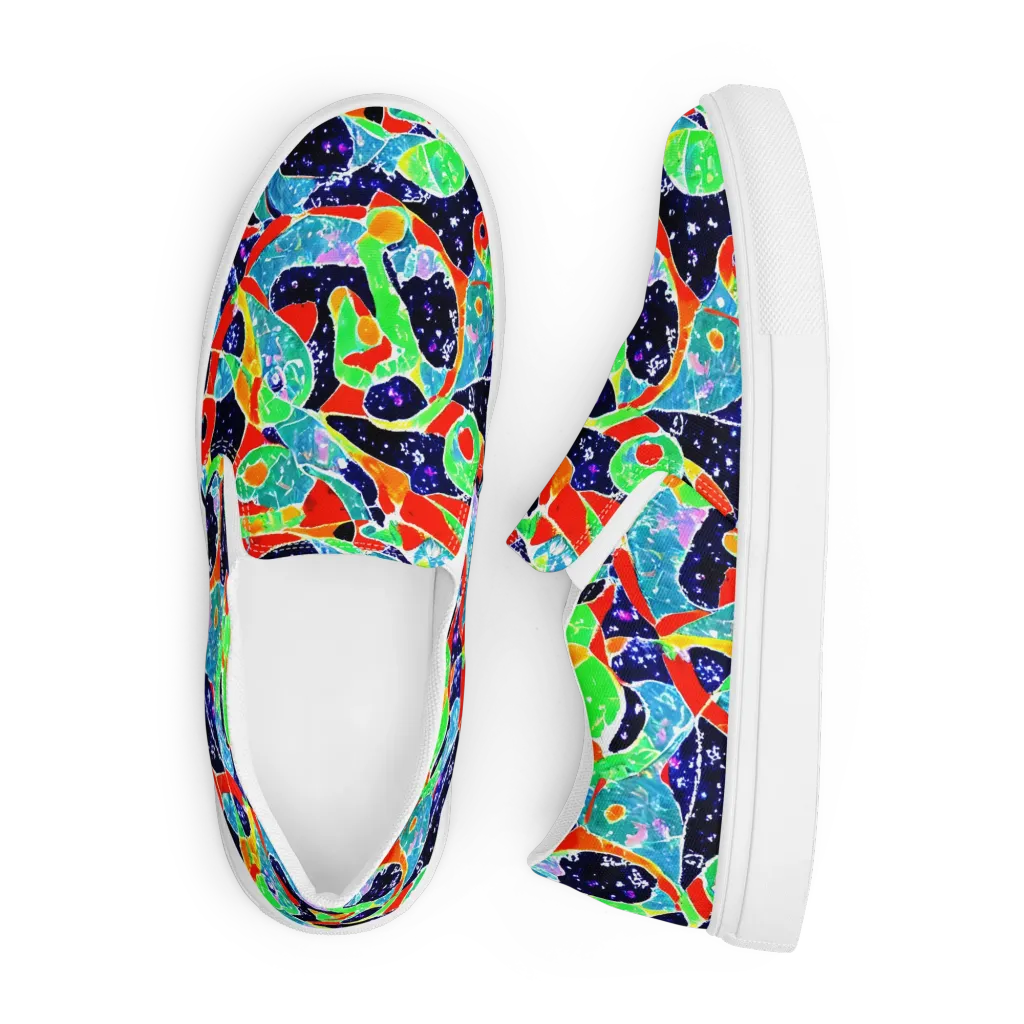 Midnight Splash on Men's Slip-On Canvas Shoes — Front