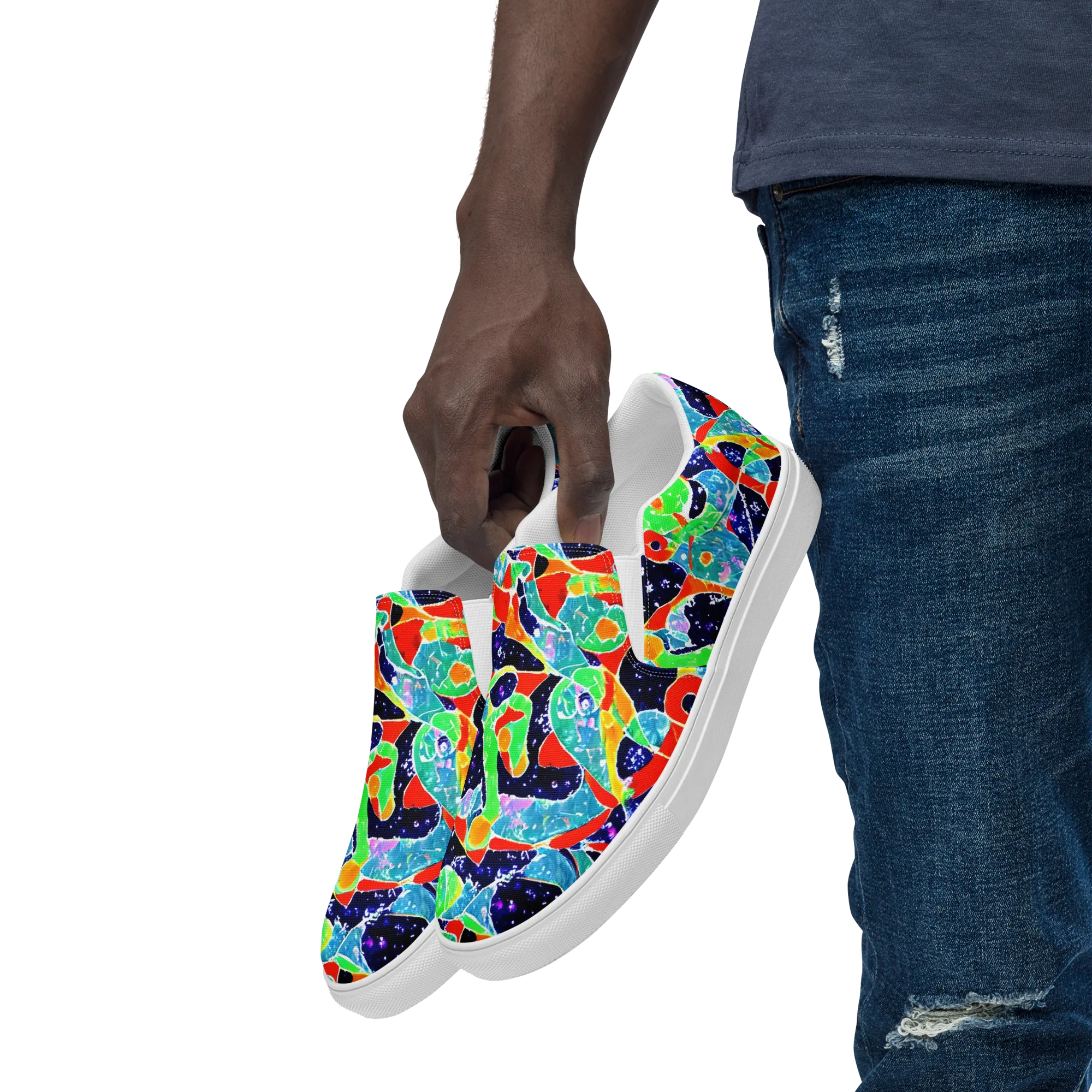 Midnight Splash on Men's Slip-On Canvas Shoes — Left Front