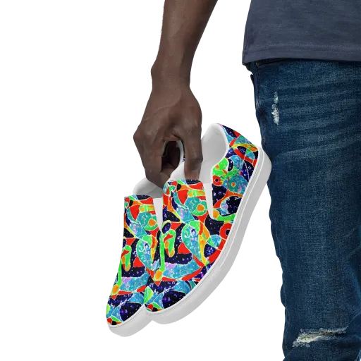 Midnight Splash on a Men's Slip-On Canvas Shoes