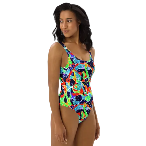 Midnight Splash on a One-Piece Swimsuit