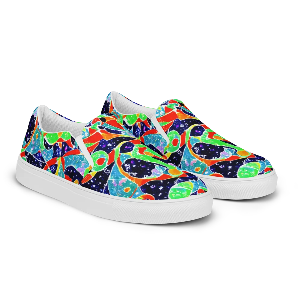 Midnight Splash on Women's Slip-On Canvas Shoes — Right Front