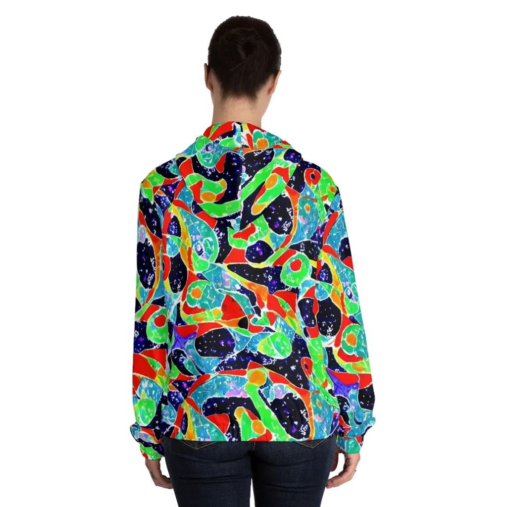 Midnight Splash on Women's Full-Zip Hoodie — Back On Person