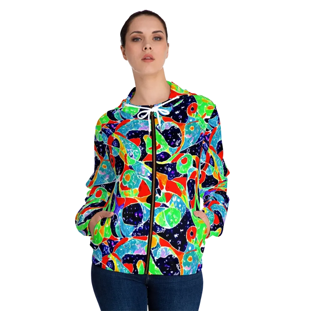 Midnight Splash on Women's Full-Zip Hoodie — Front On Person