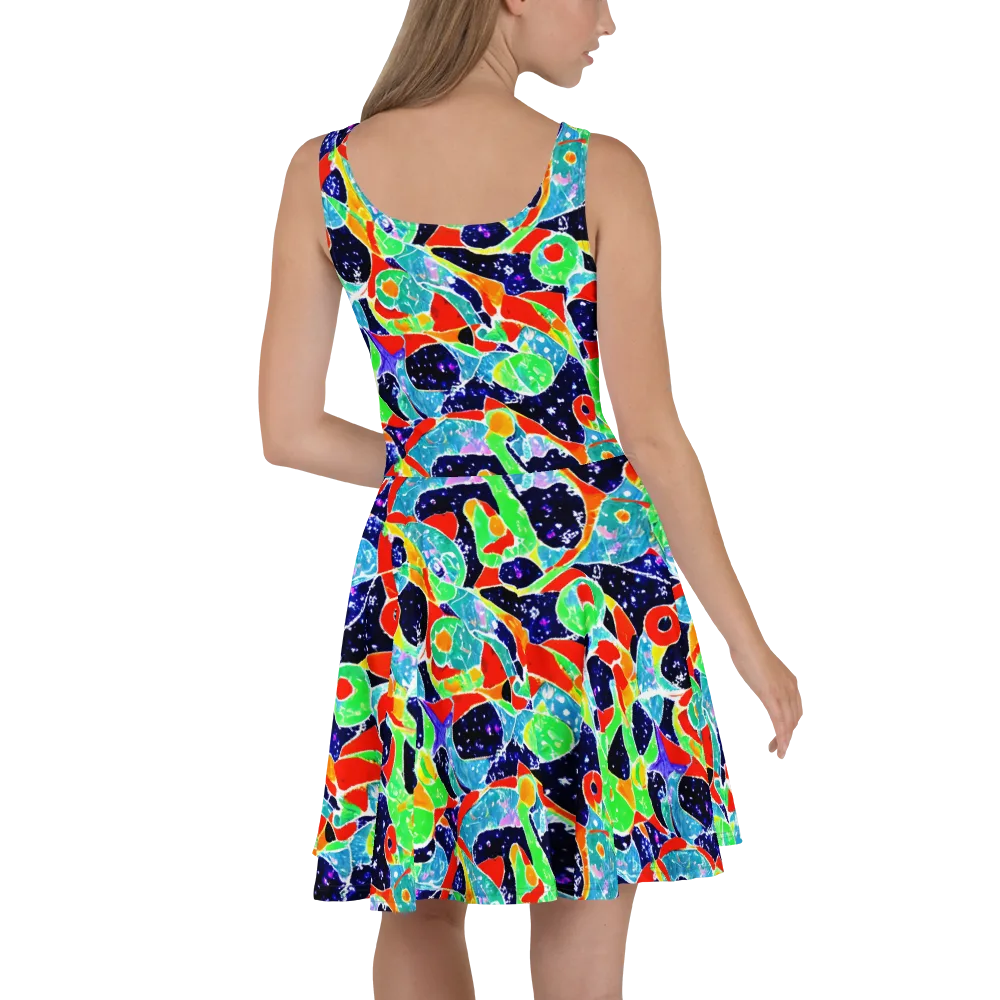 Midnight Splash on Skater Dress — Back