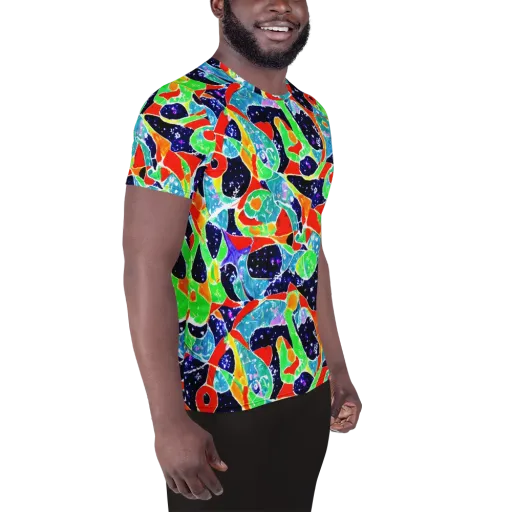 Midnight Splash on a Men's Athletic T-Shirt