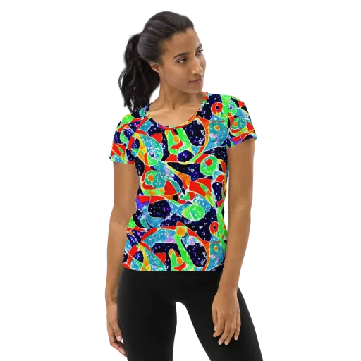 Midnight Splash on a Women's Athletic T-Shirt