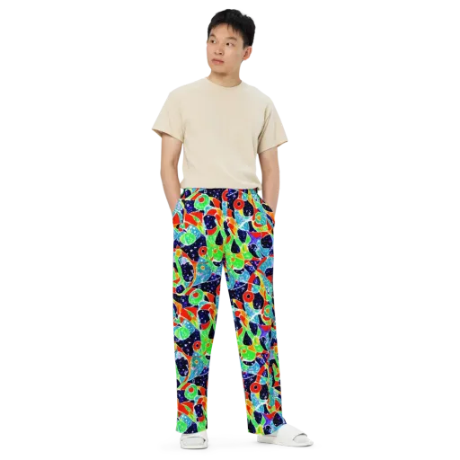 Midnight Splash on a Wide-Leg Pants