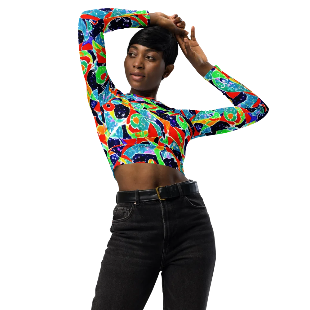 Midnight Splash on Long Sleeve Crop Top — Front