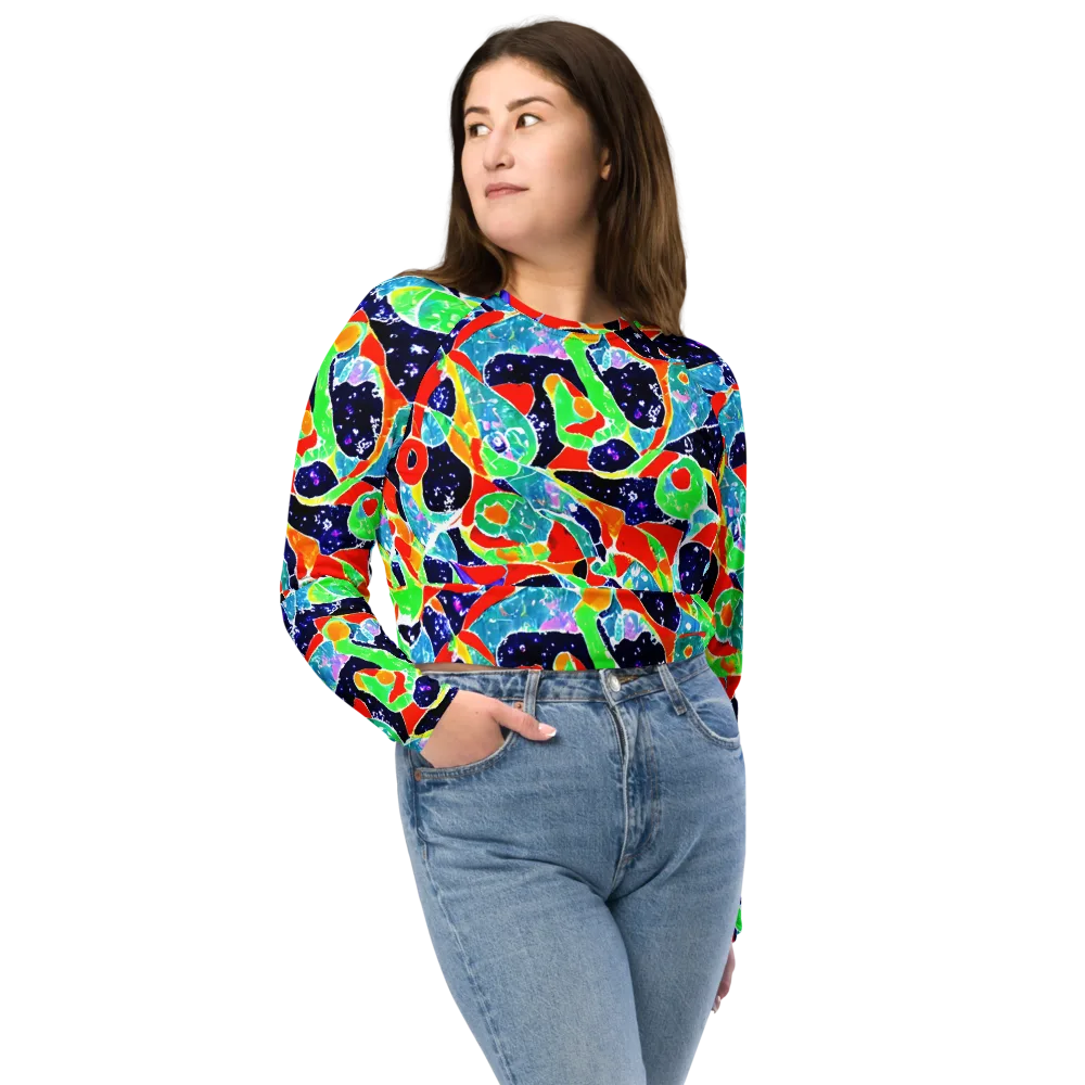 Midnight Splash on Long Sleeve Crop Top — Front