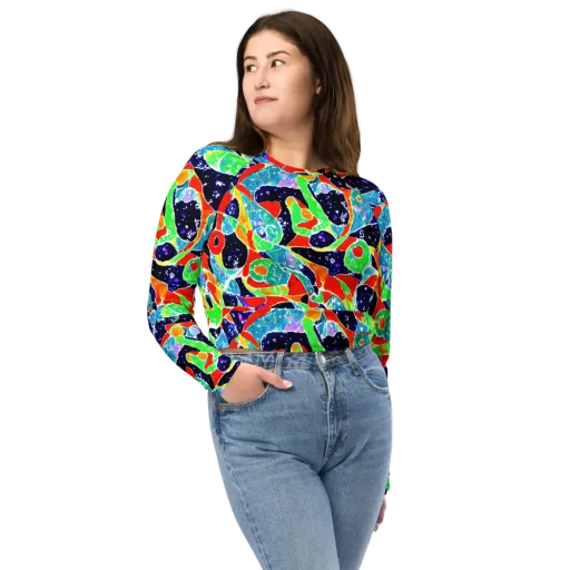 Midnight Splash on a Long Sleeve Crop Top